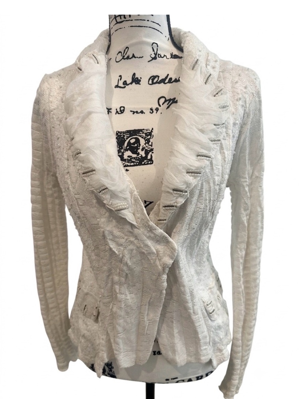 Alberto Makali Cream Textured Knit jacket